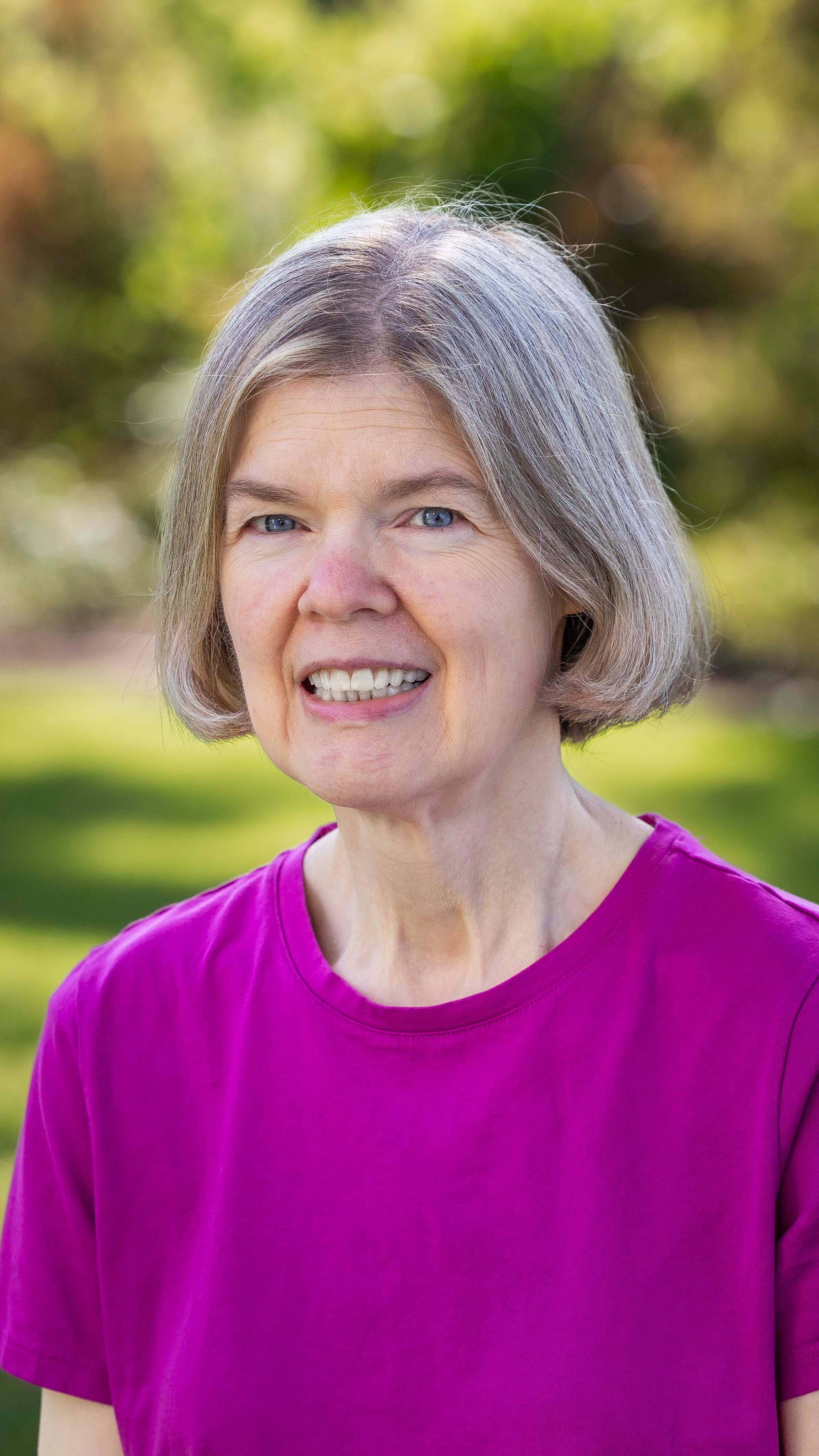 a person in a purple shirt