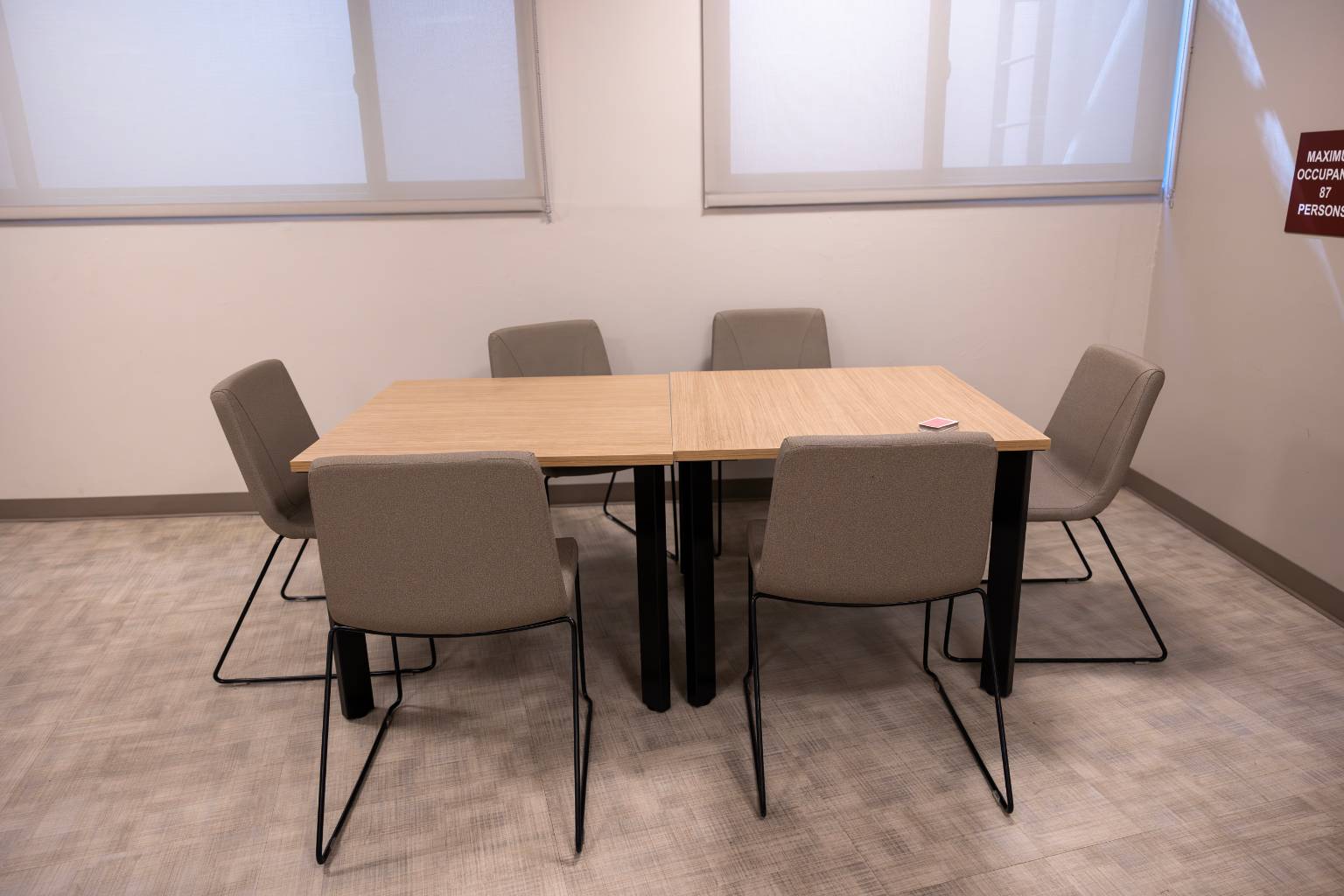 a table and chairs in a room