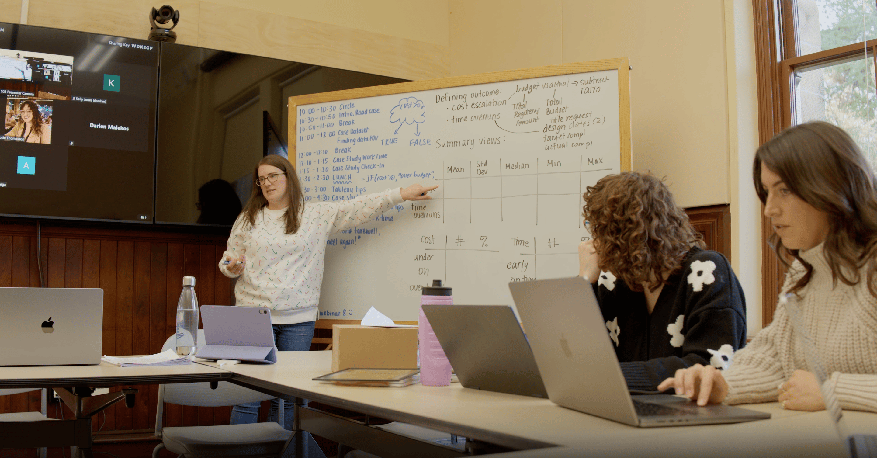 a person pointing at a whiteboard