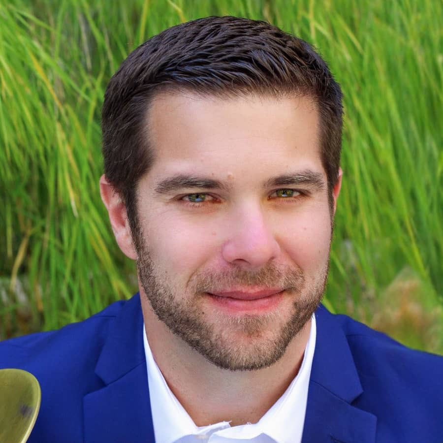 a person in a blue suit