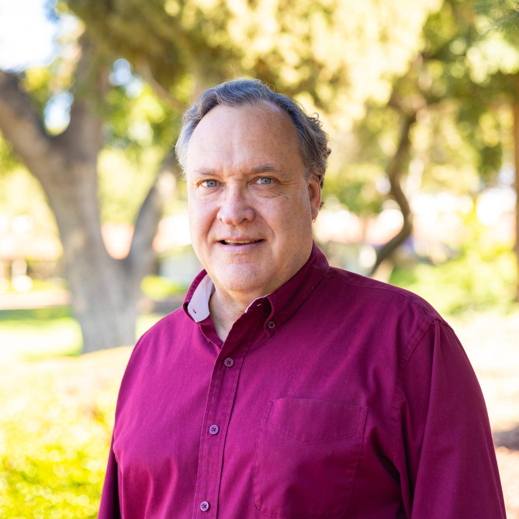 a person in a red shirt
