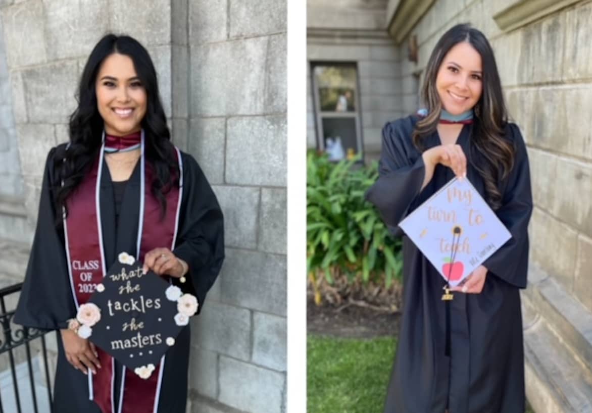 a collage of a person holding a graduation cap