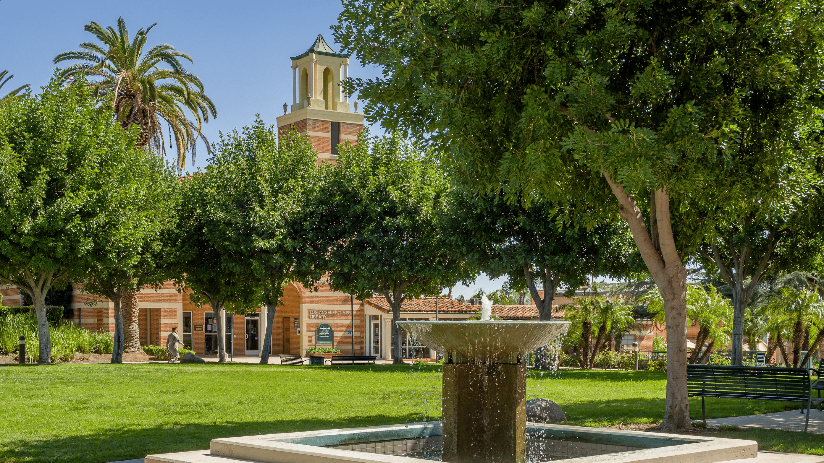 a fountain in a park