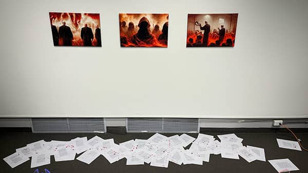 a group of pictures on a wall