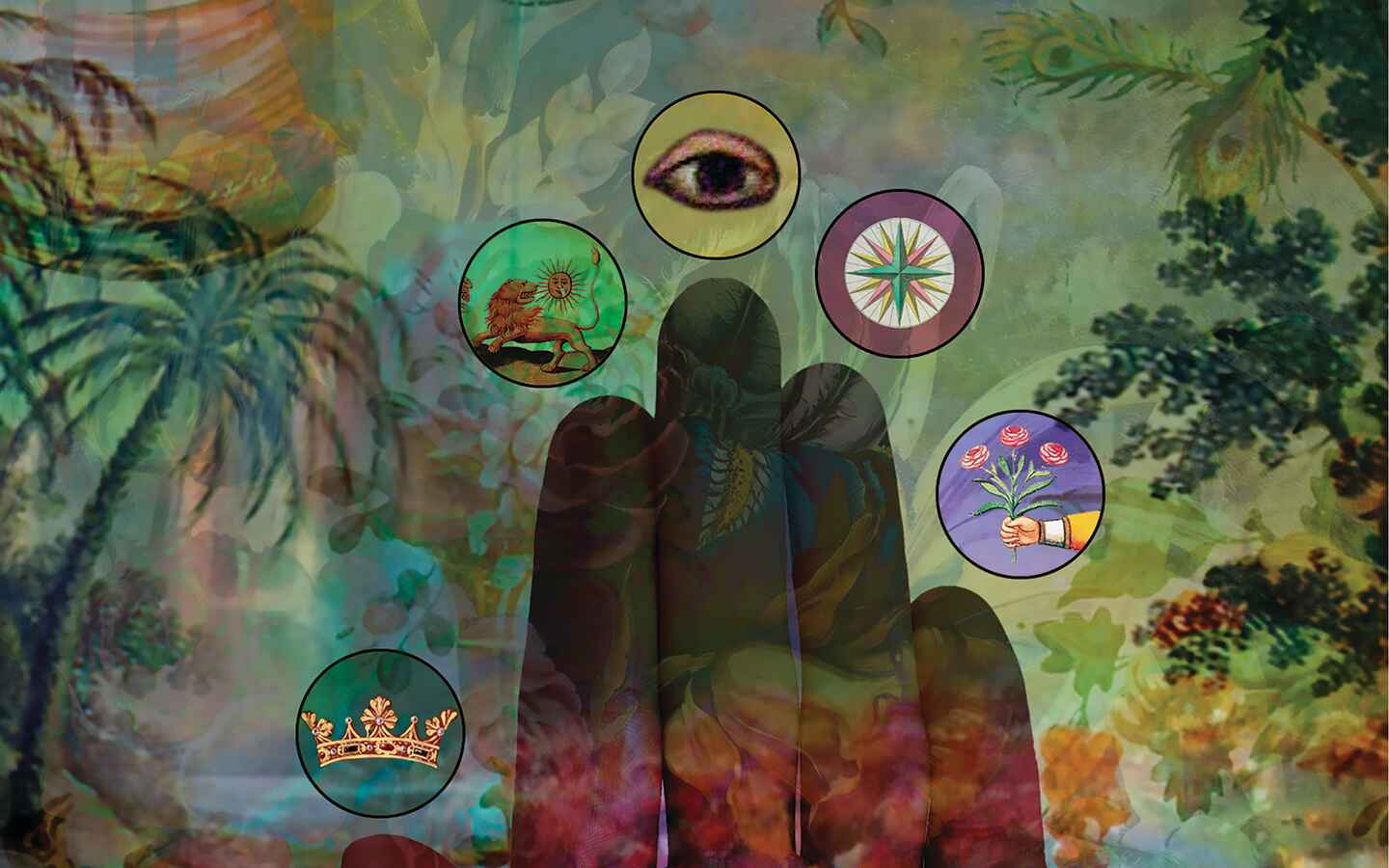 a group of fingers with different symbols