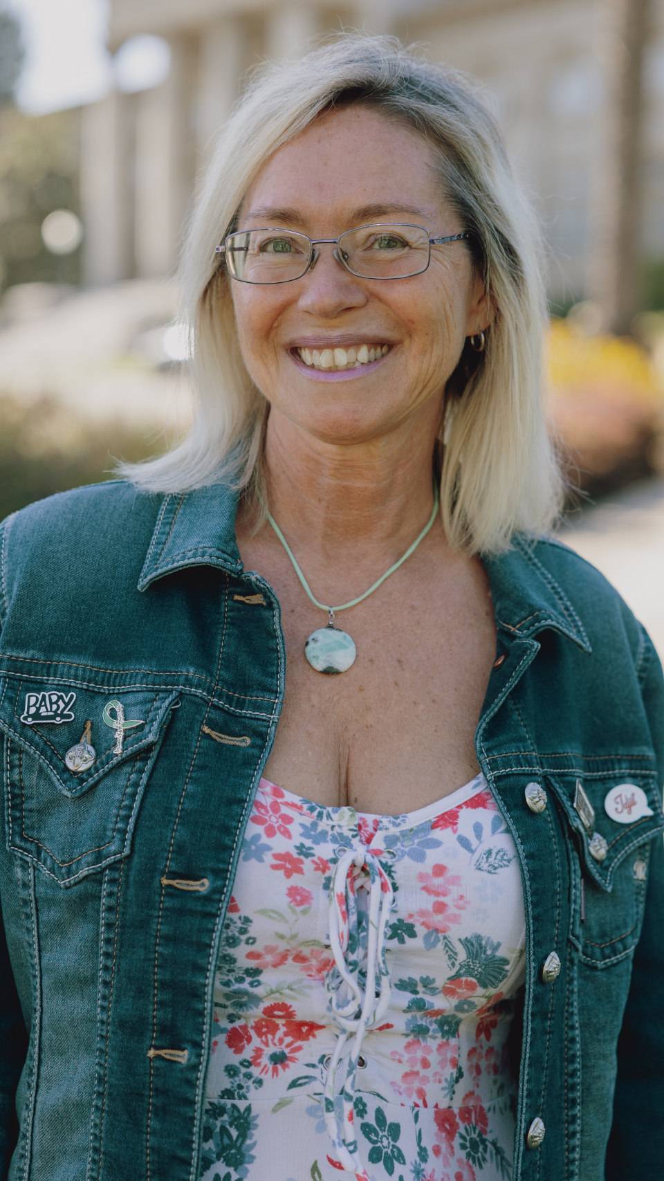 a person smiling at camera