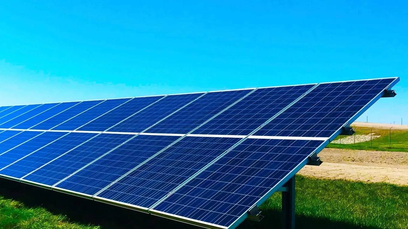 a solar panels on a field