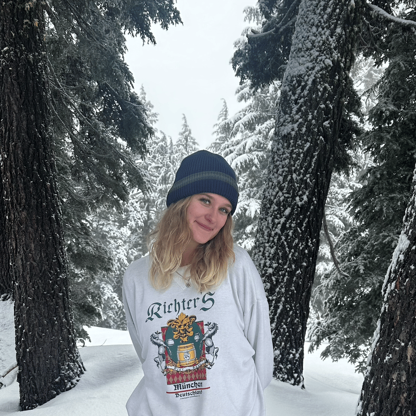 a person standing in snow