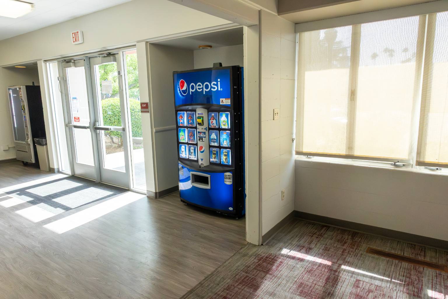 a vending machine in a building