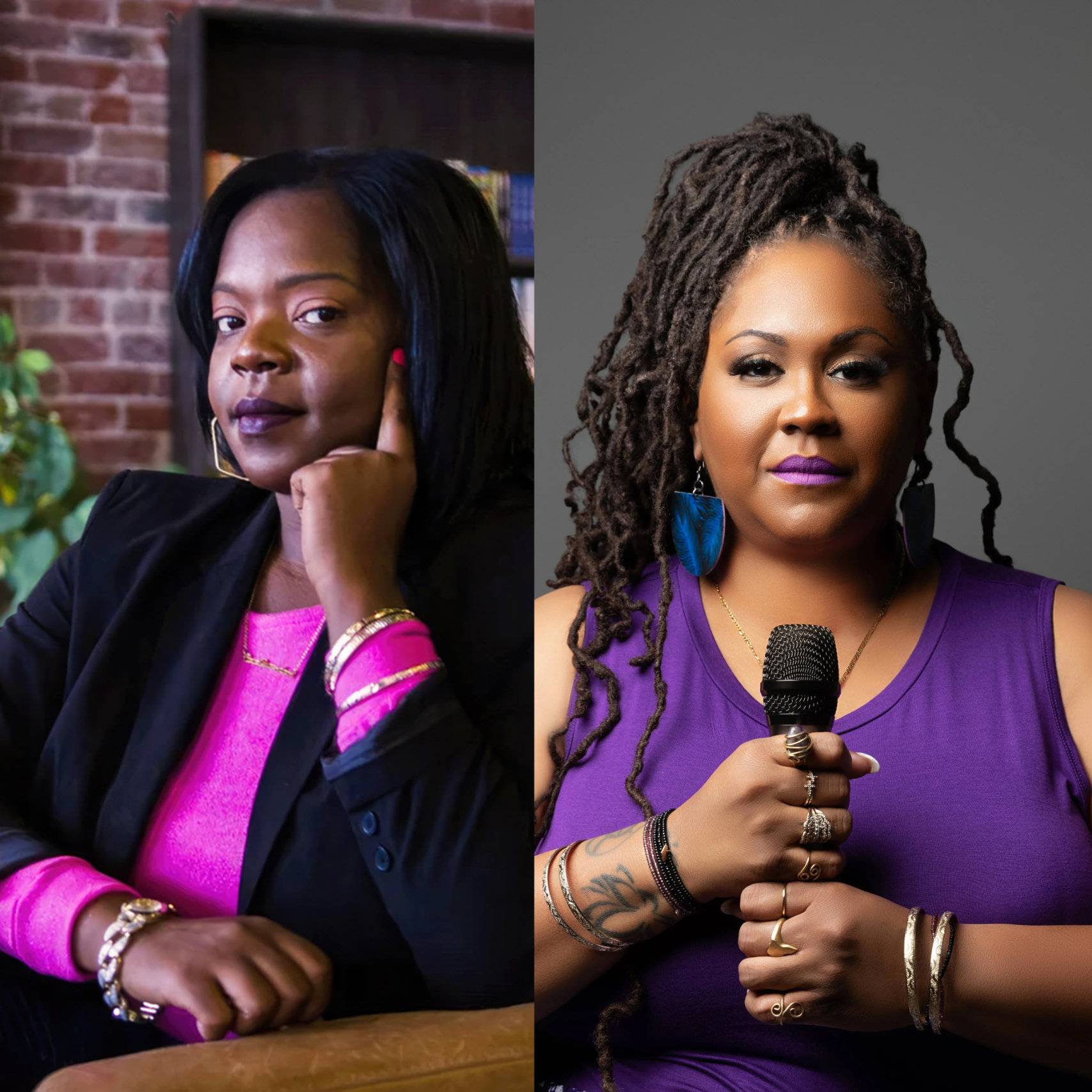 a person with a microphone and a person with a microphone