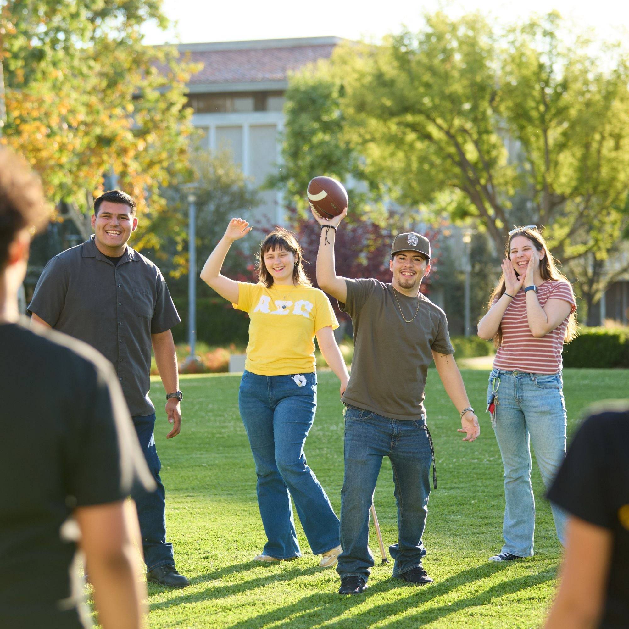 a group of people on a field