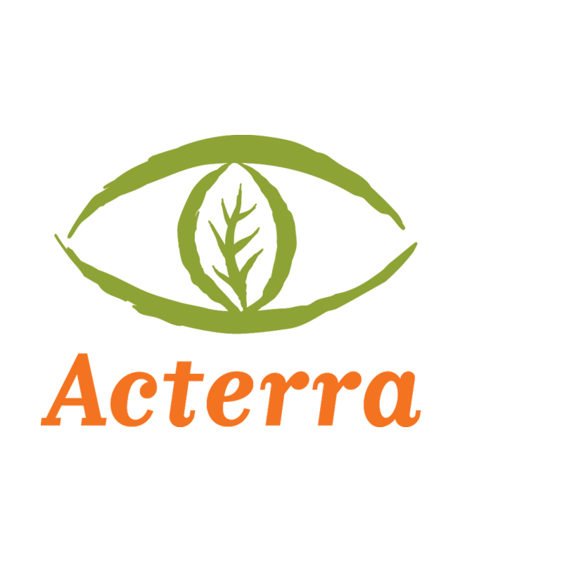 a green eye with a leaf inside