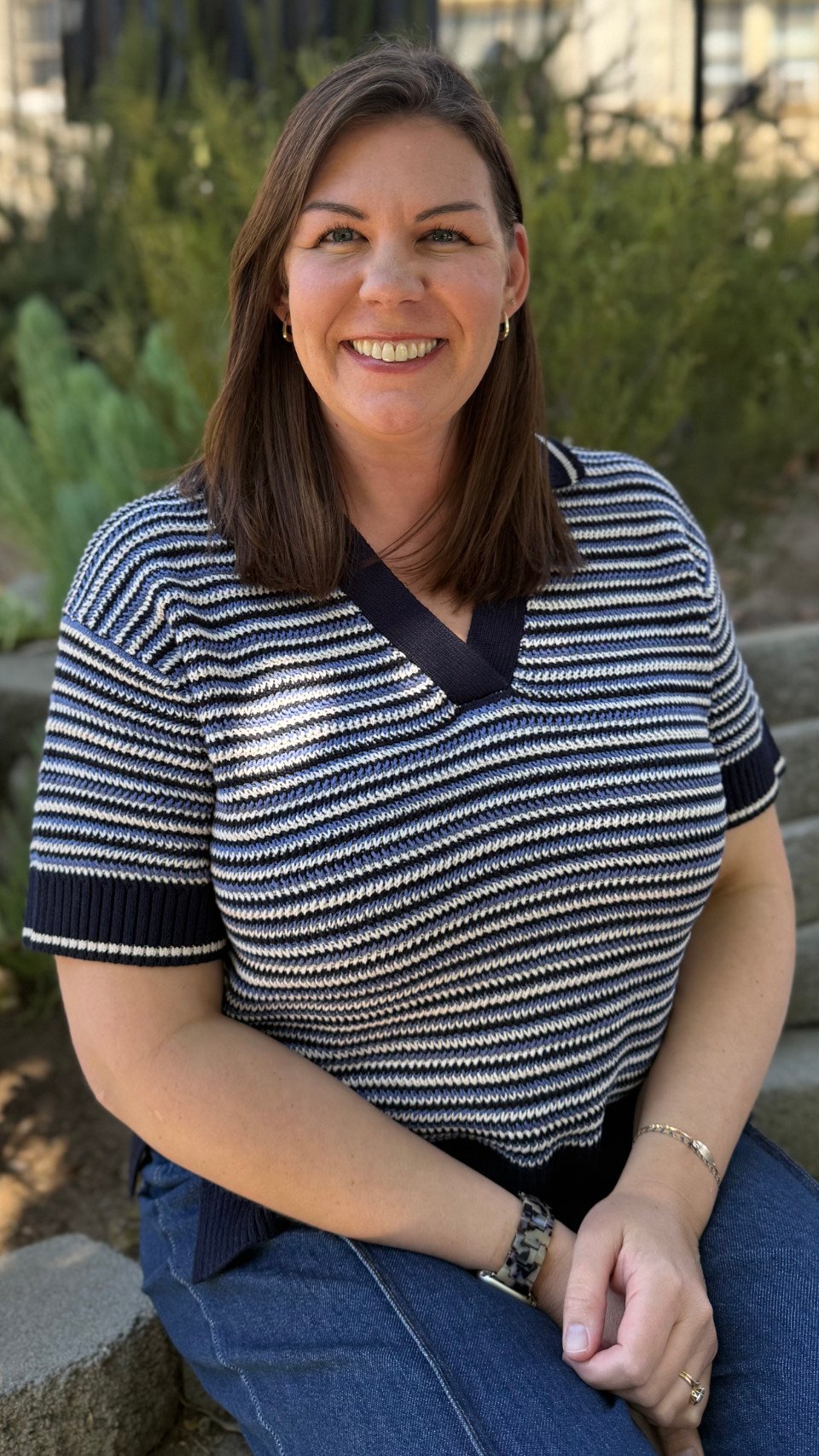 a person smiling at camera