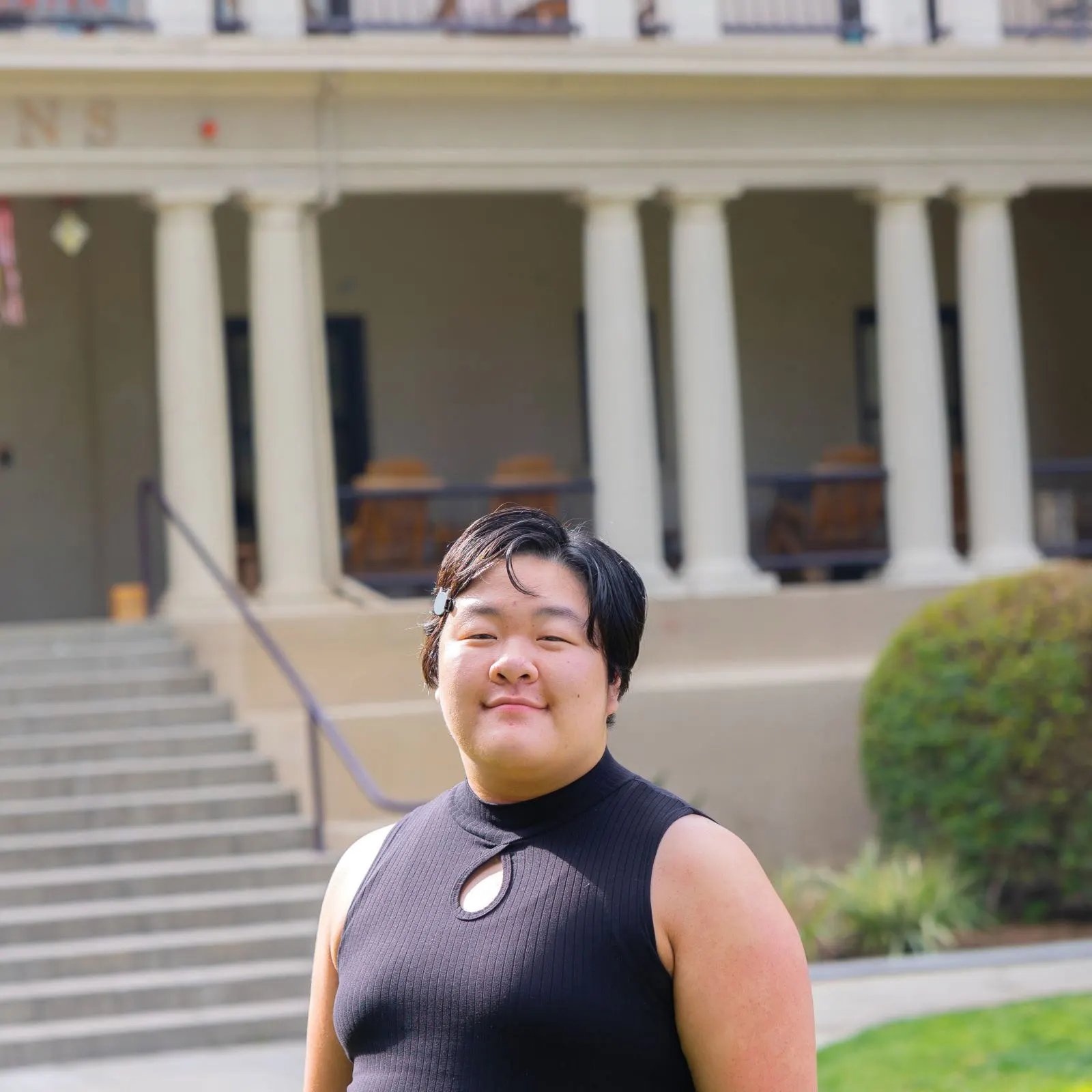 a person in a black dress