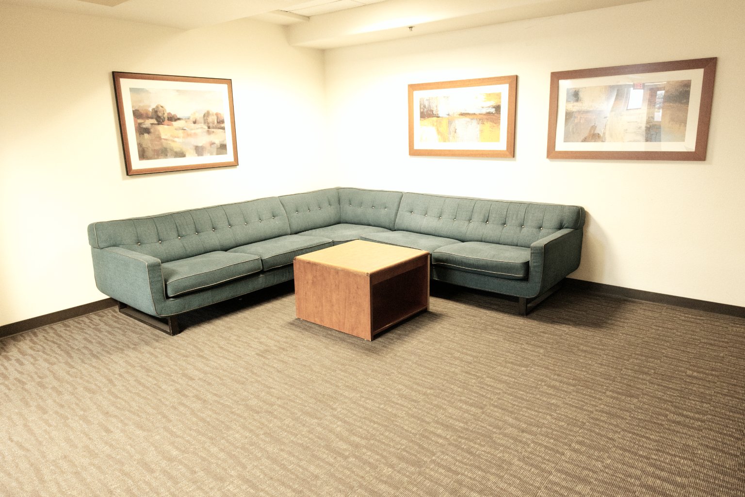 a couch and a coffee table in a room