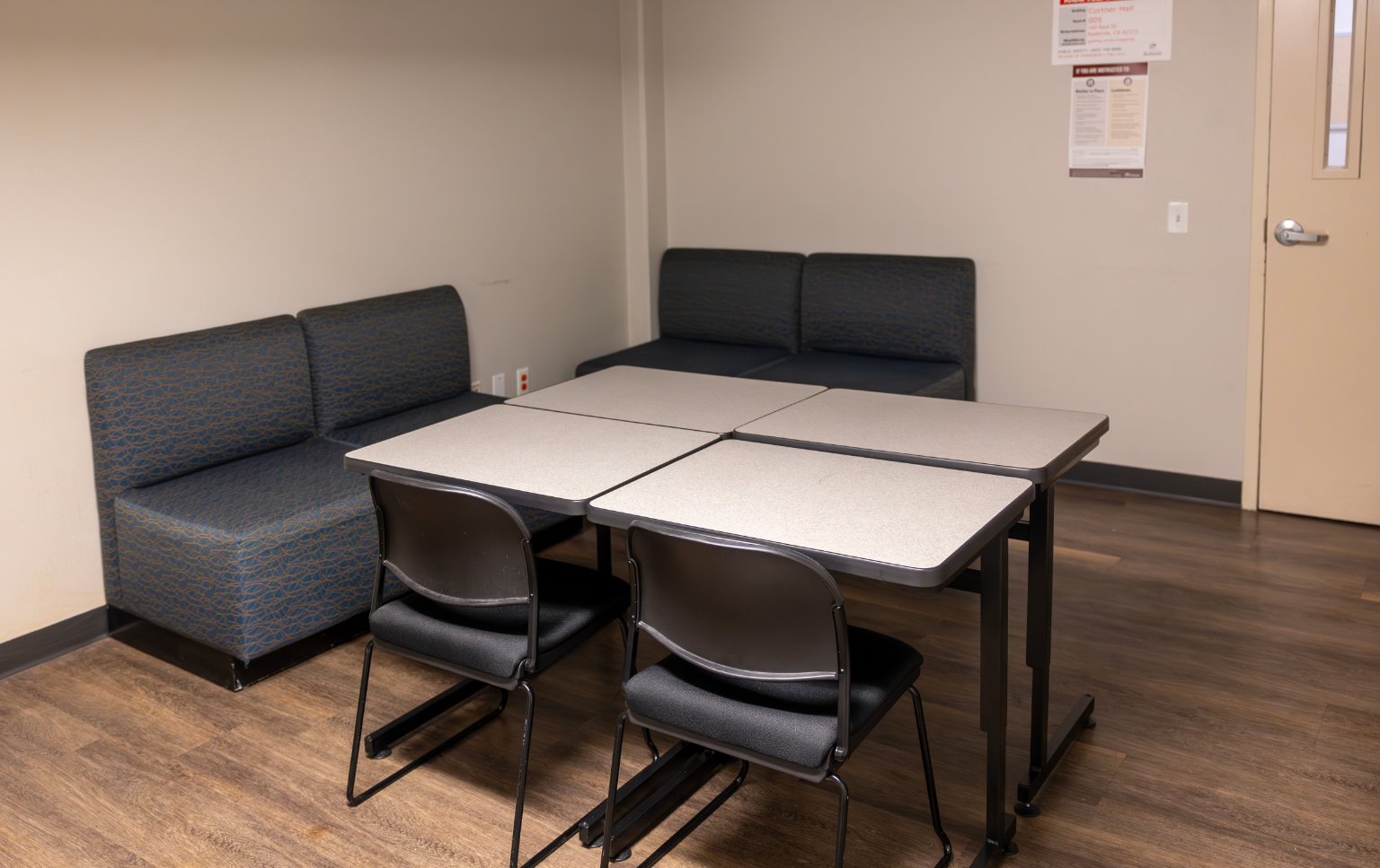 a table and chairs in a room