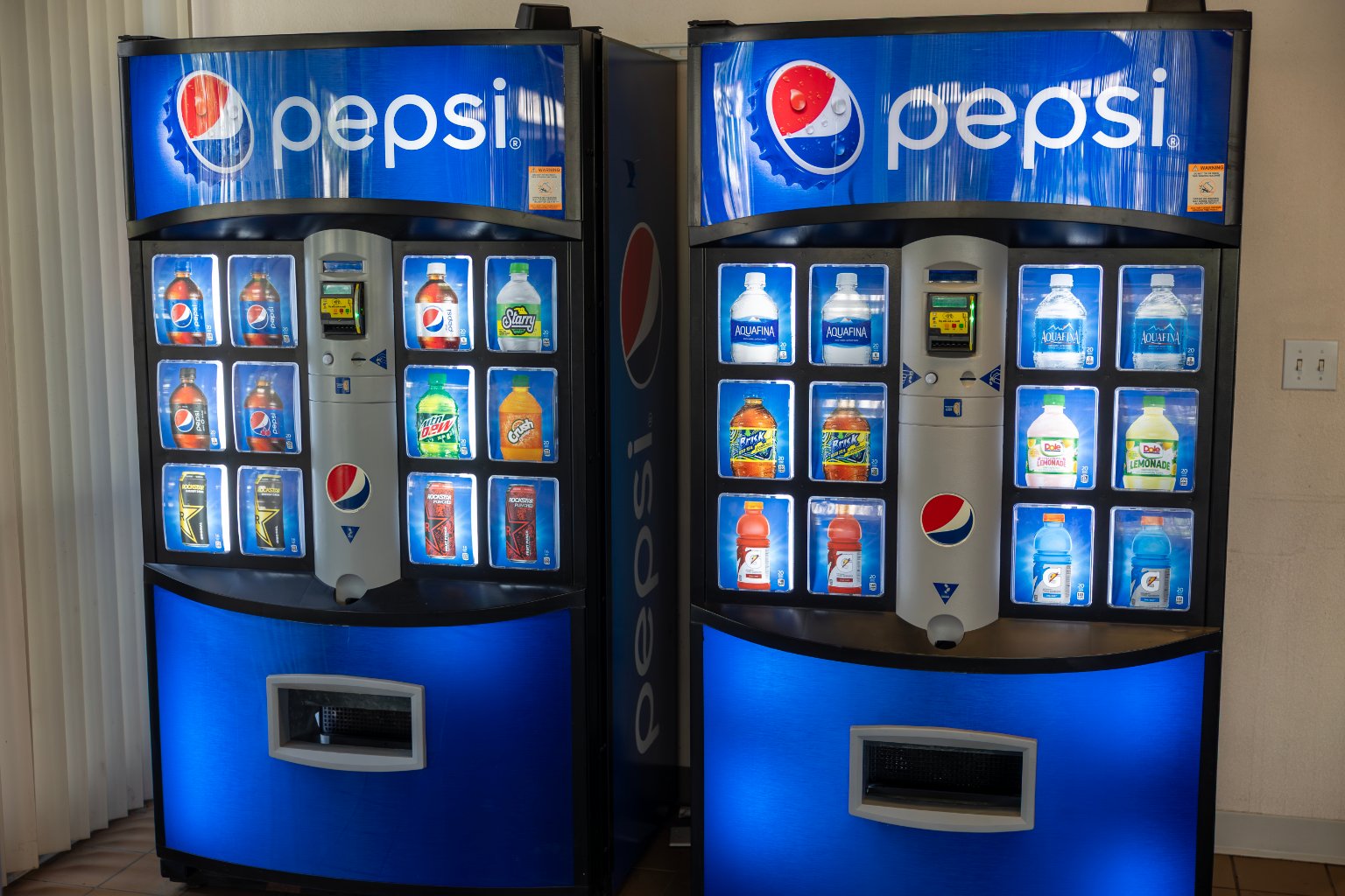 a group of vending machines