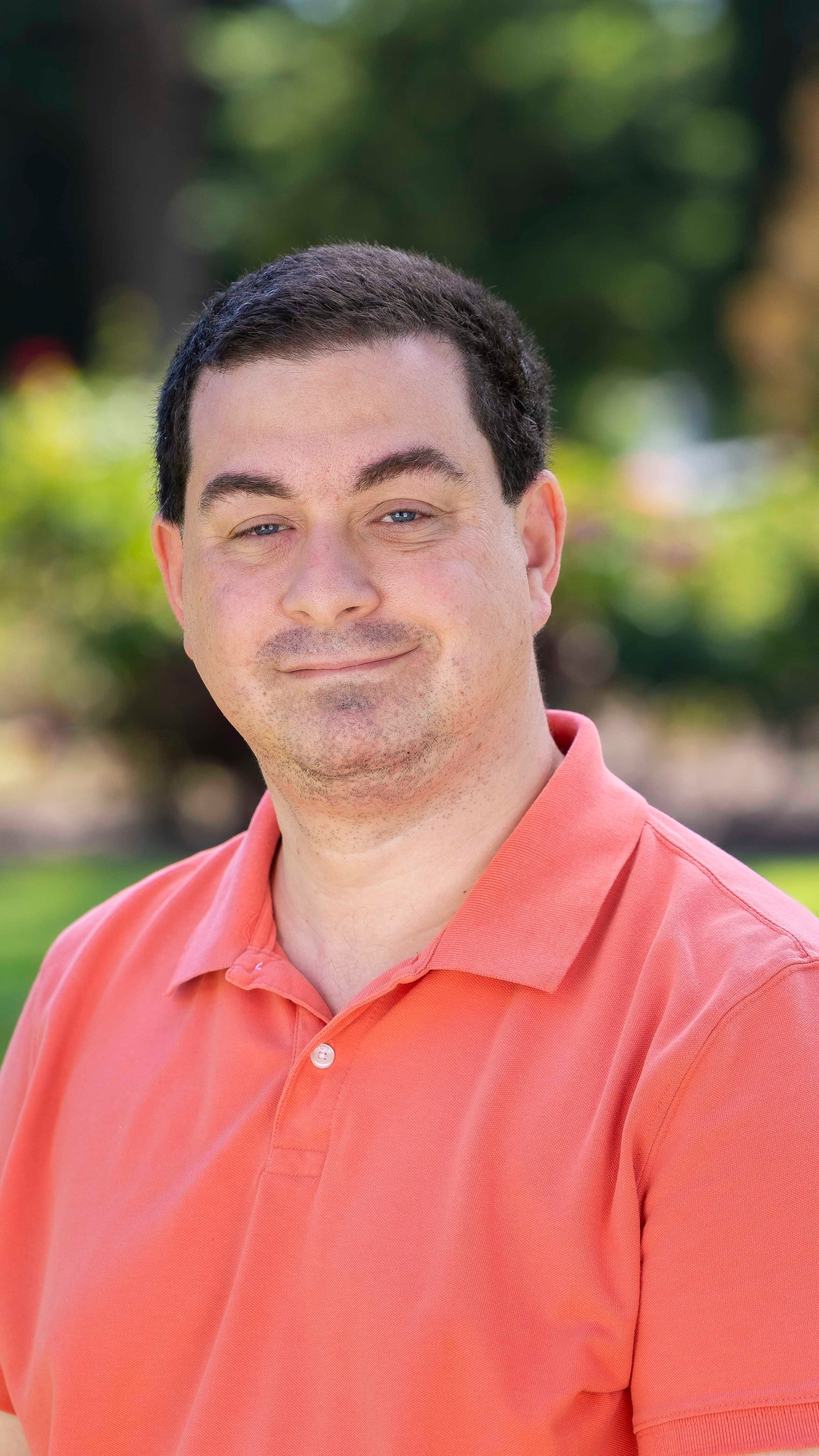 a person in a red shirt