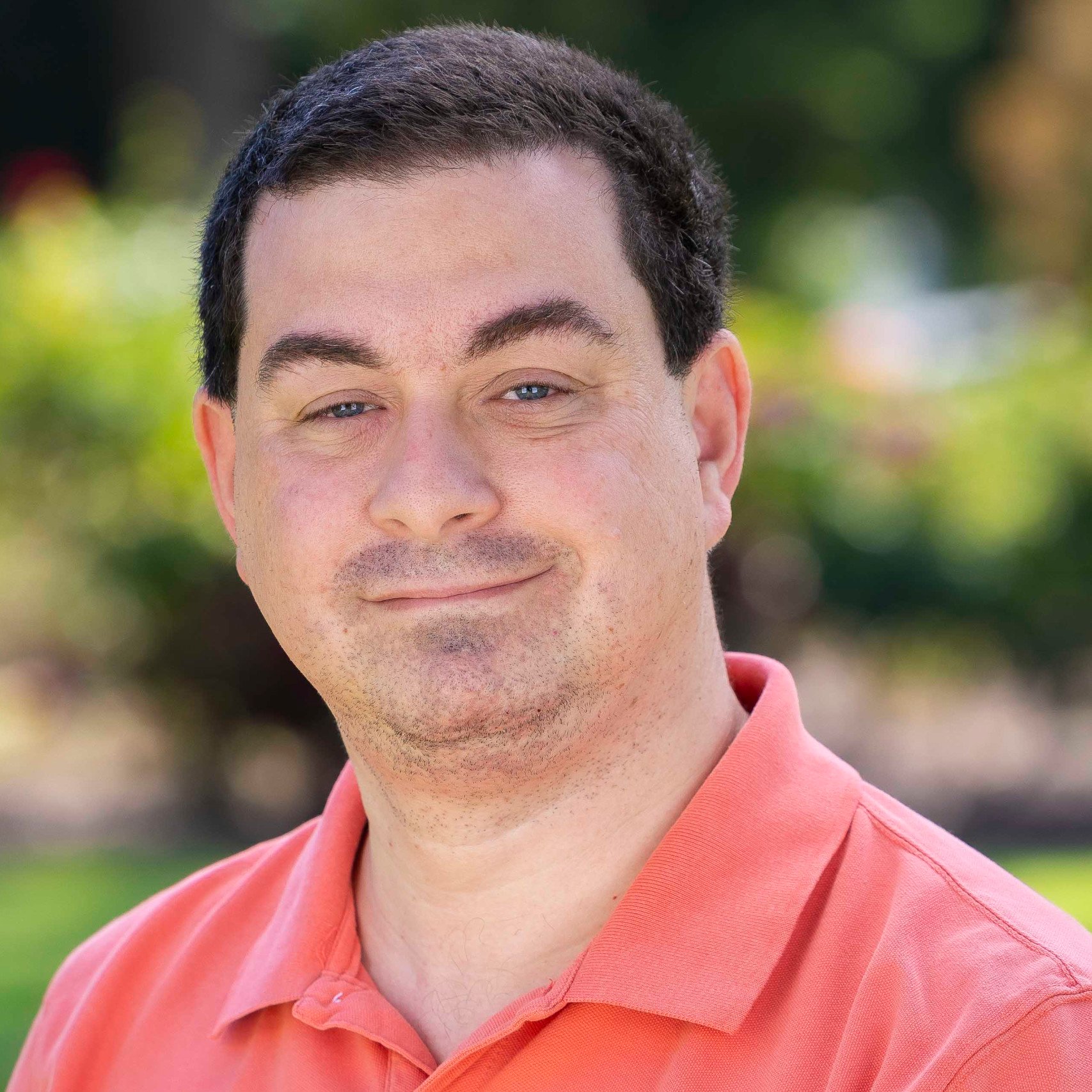 a person in a red shirt