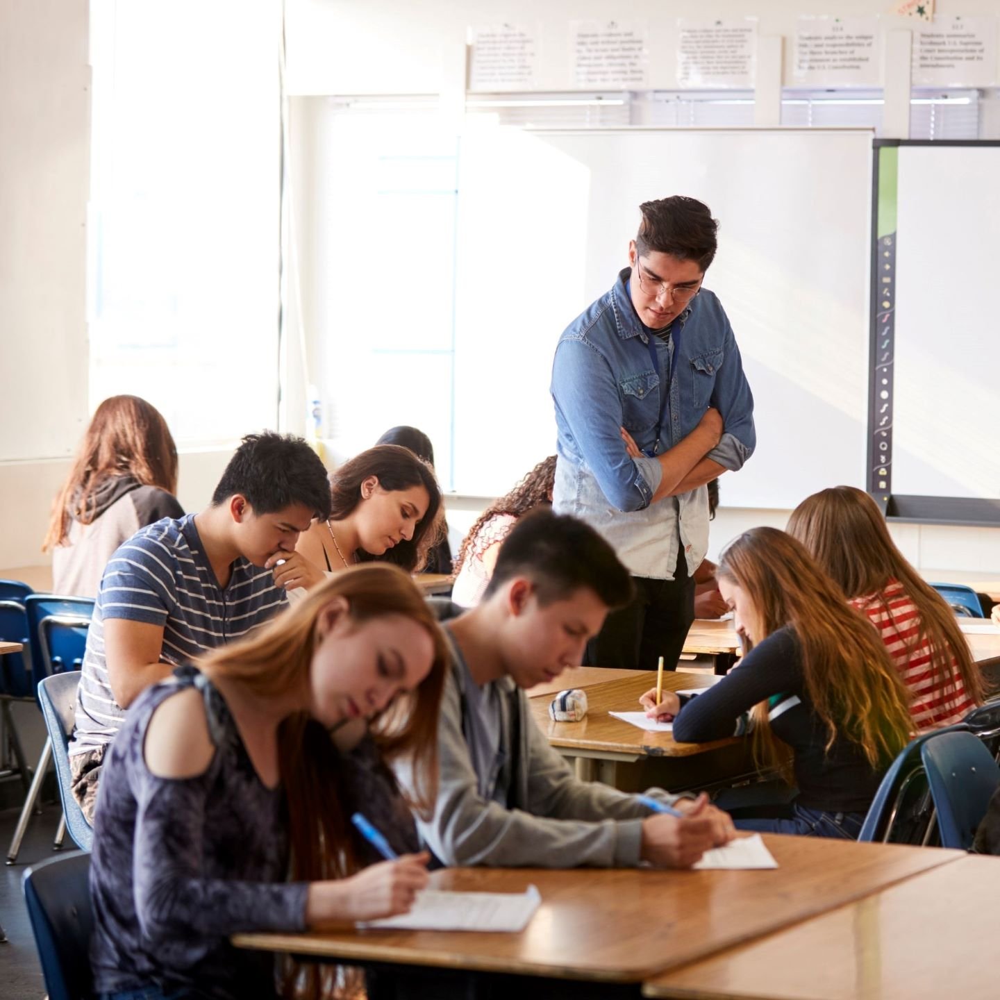 a group of students in a classroom