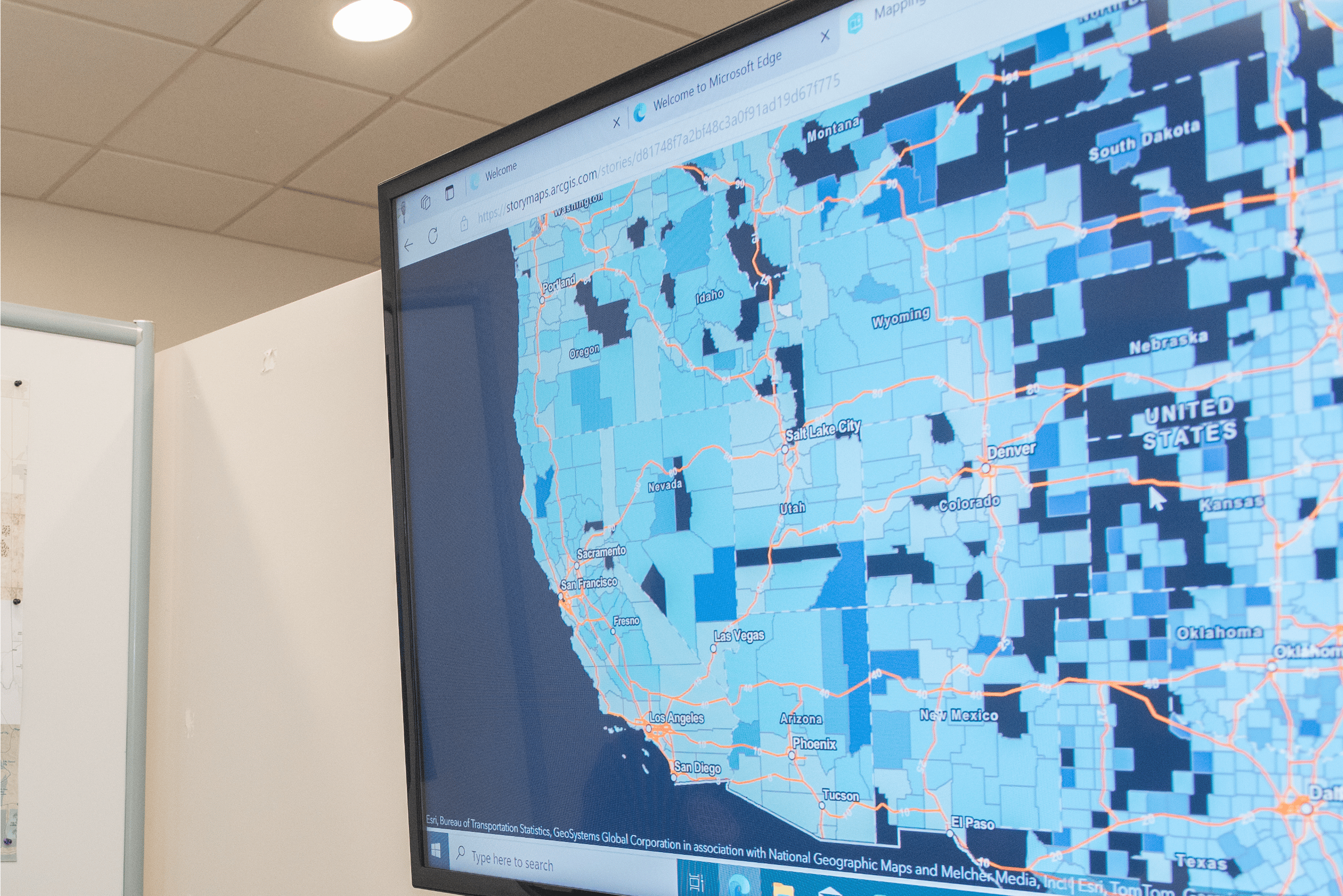 Map displaying on TV.