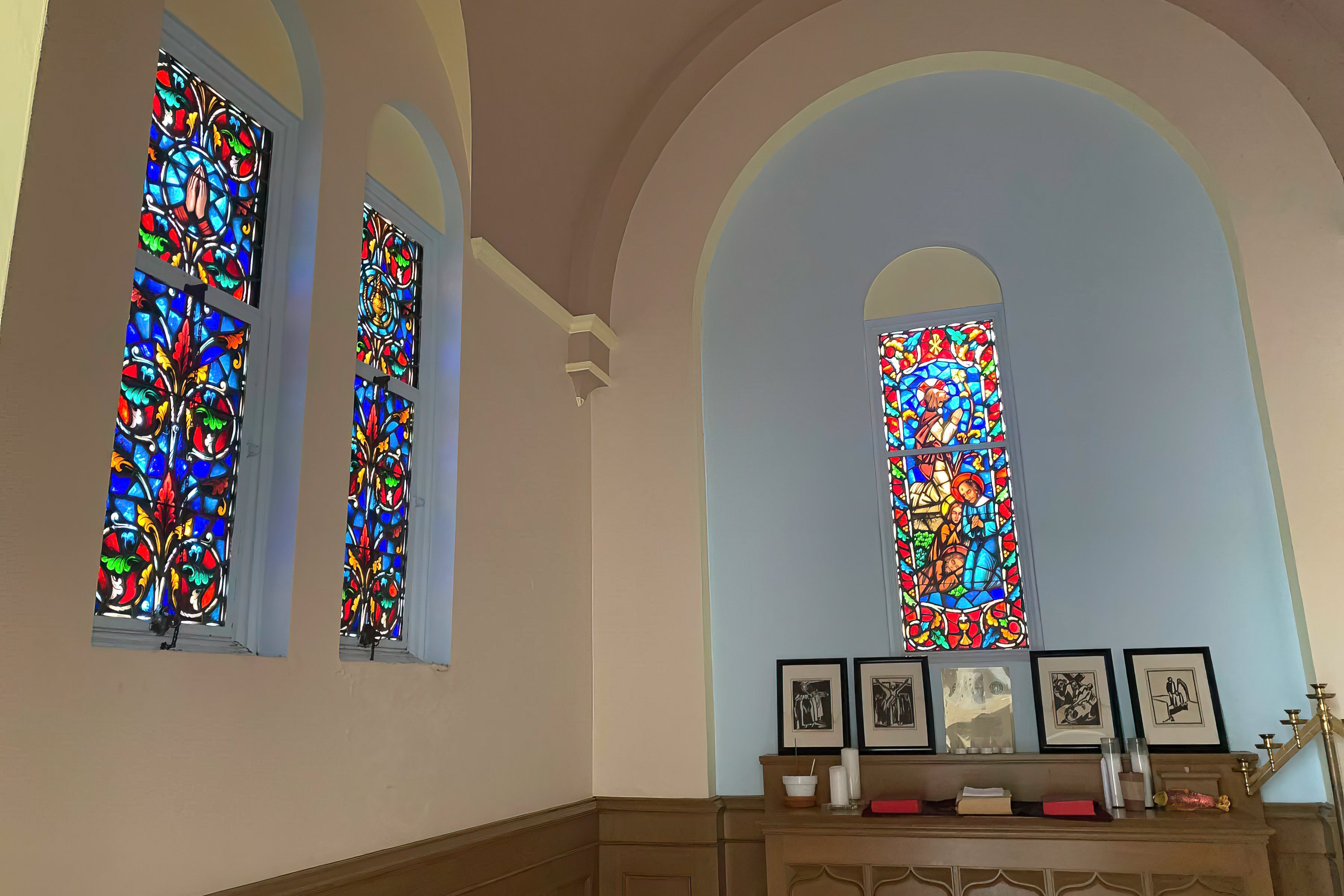 a stained glass windows in a church