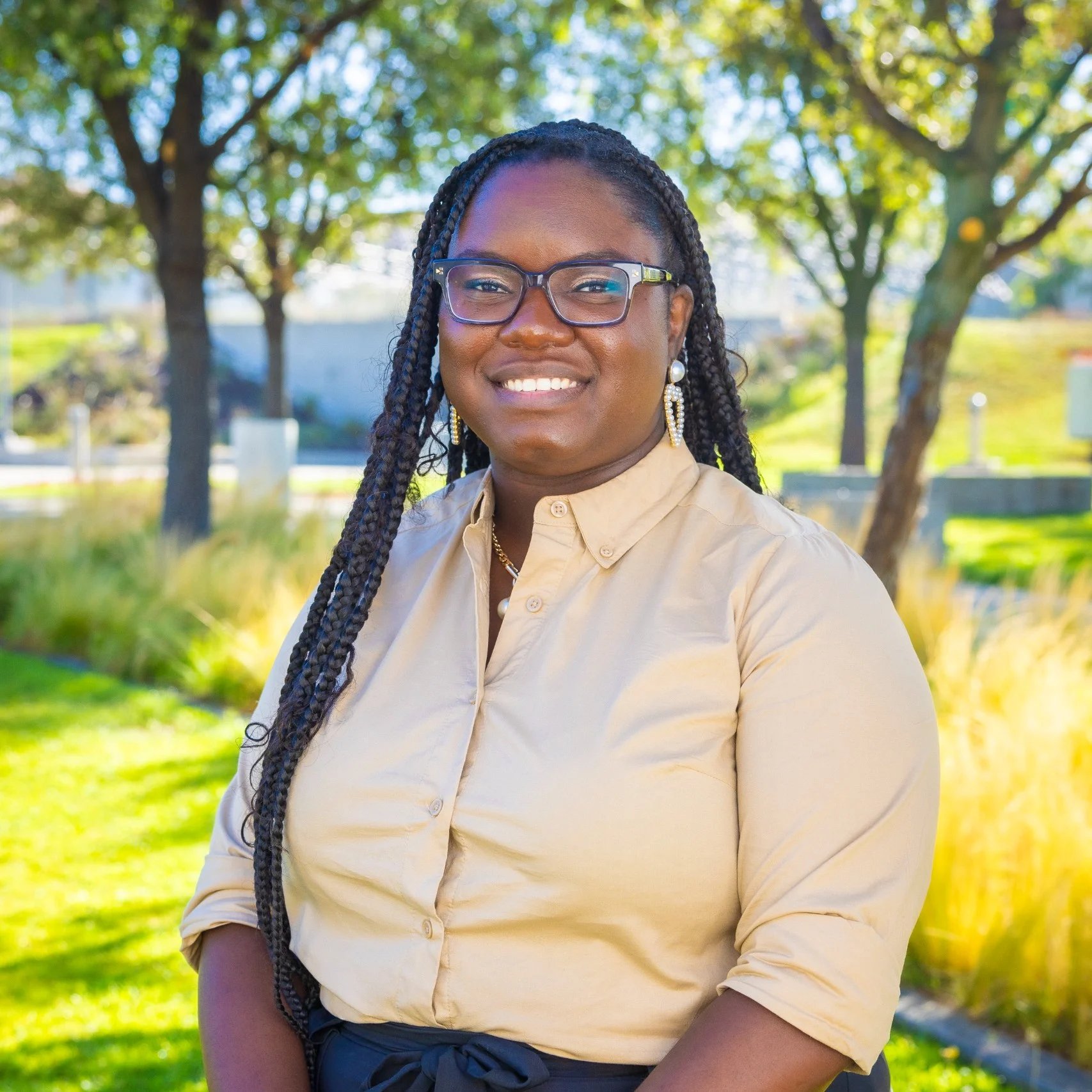 a woman smiling at camera