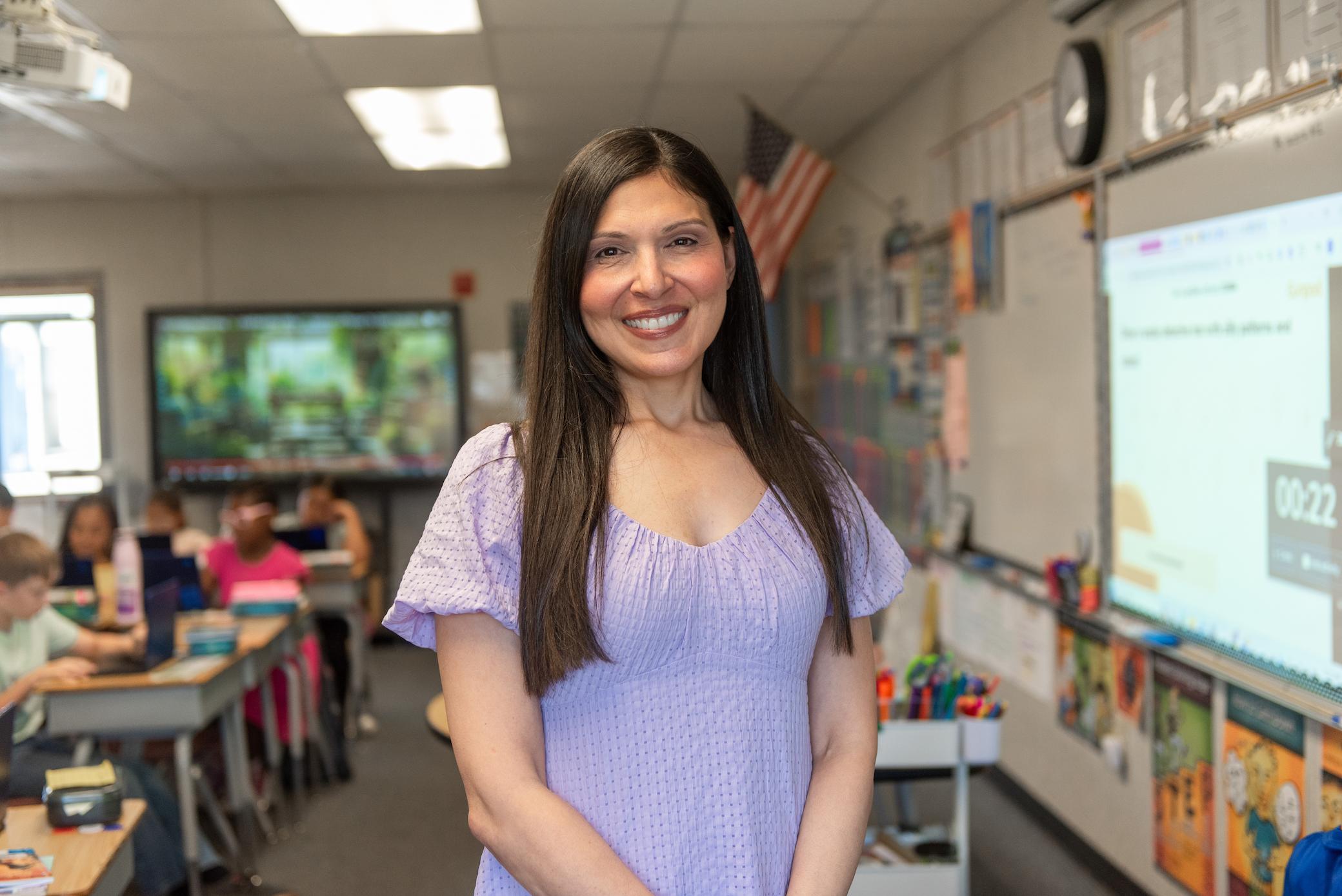 a woman in a classroom
