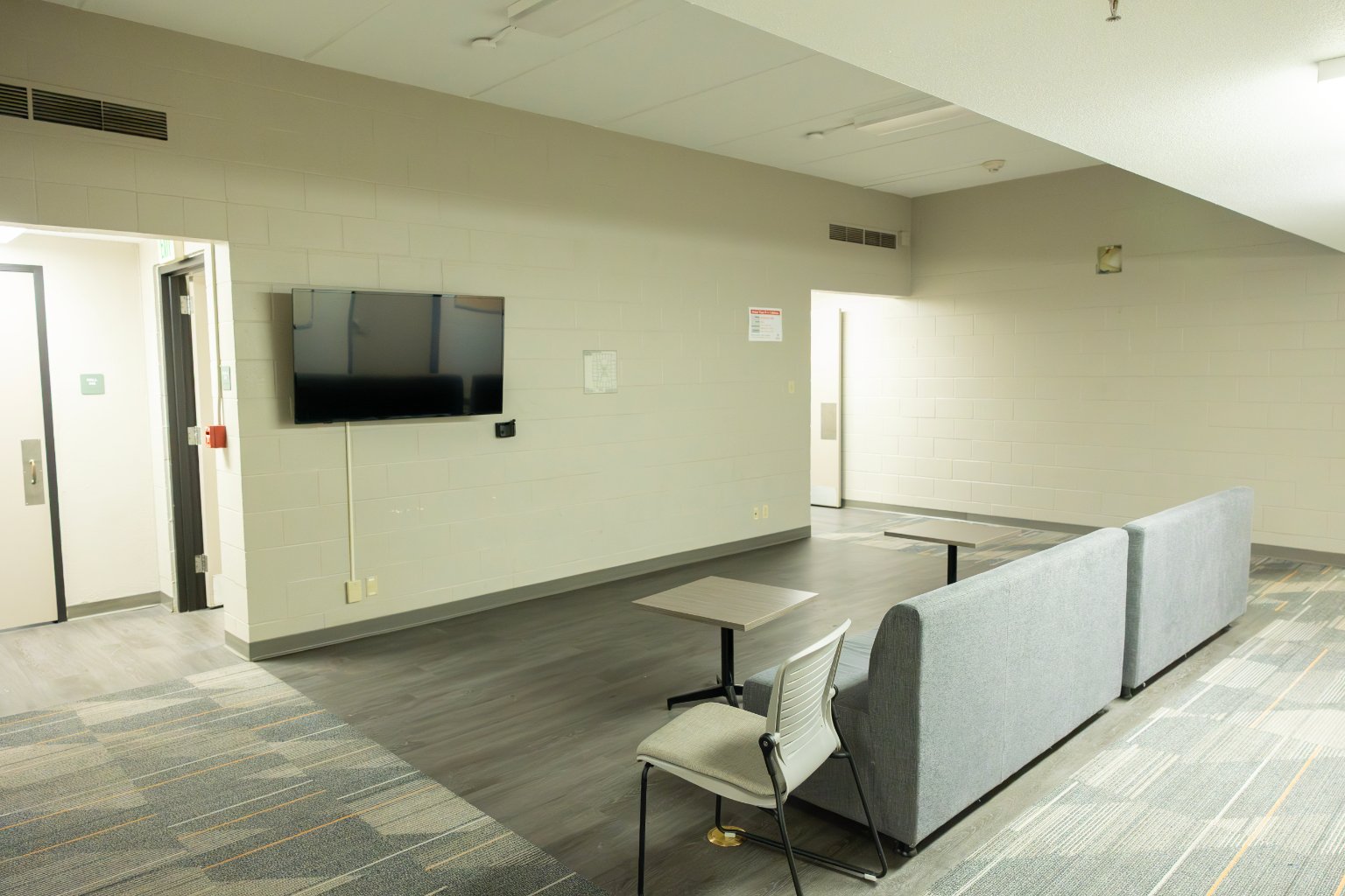 a room with a couch and a table