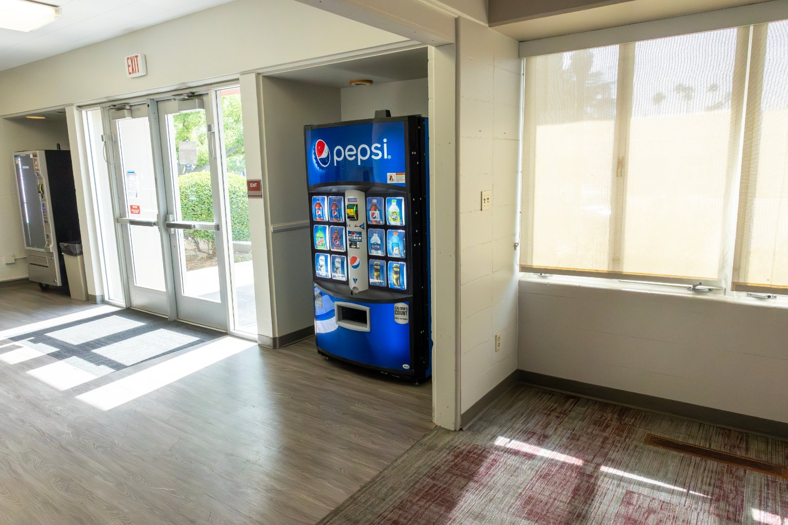 a vending machine in a building