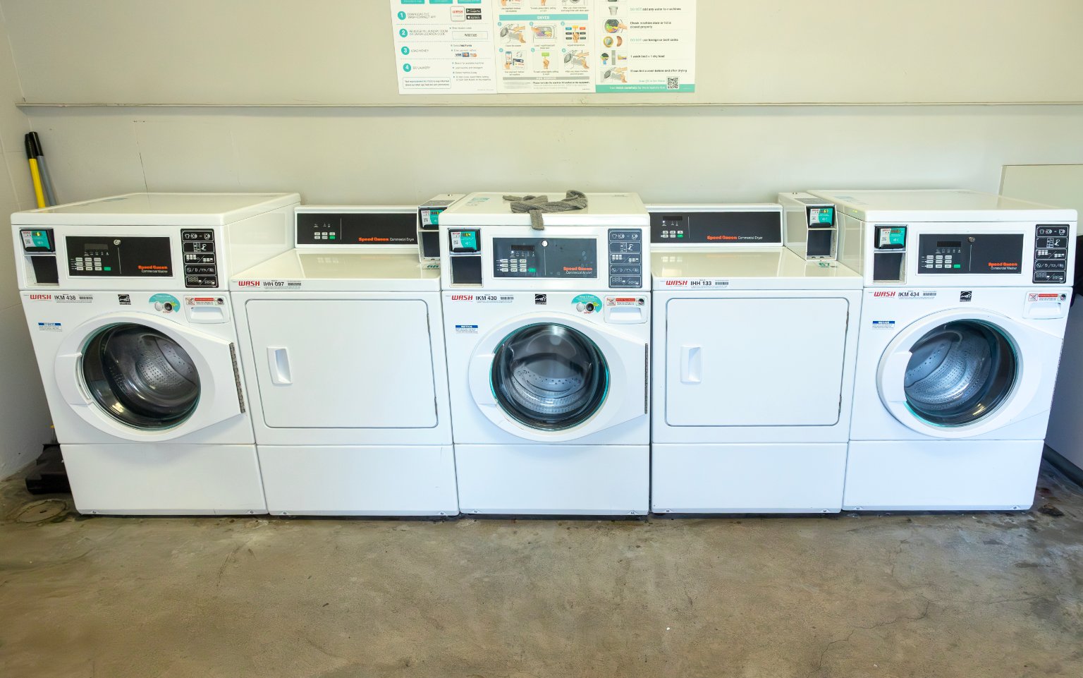 a group of white washing machines