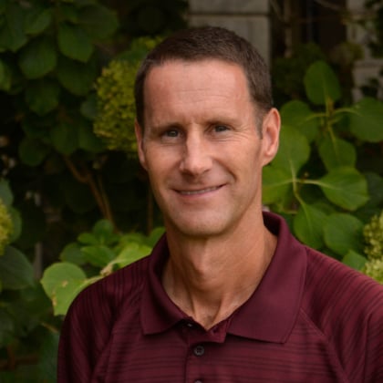 a person in a red shirt