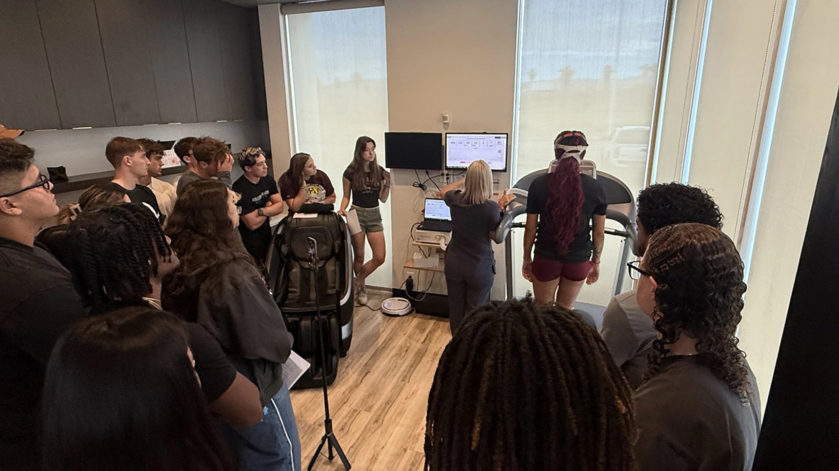 a group of people in a room