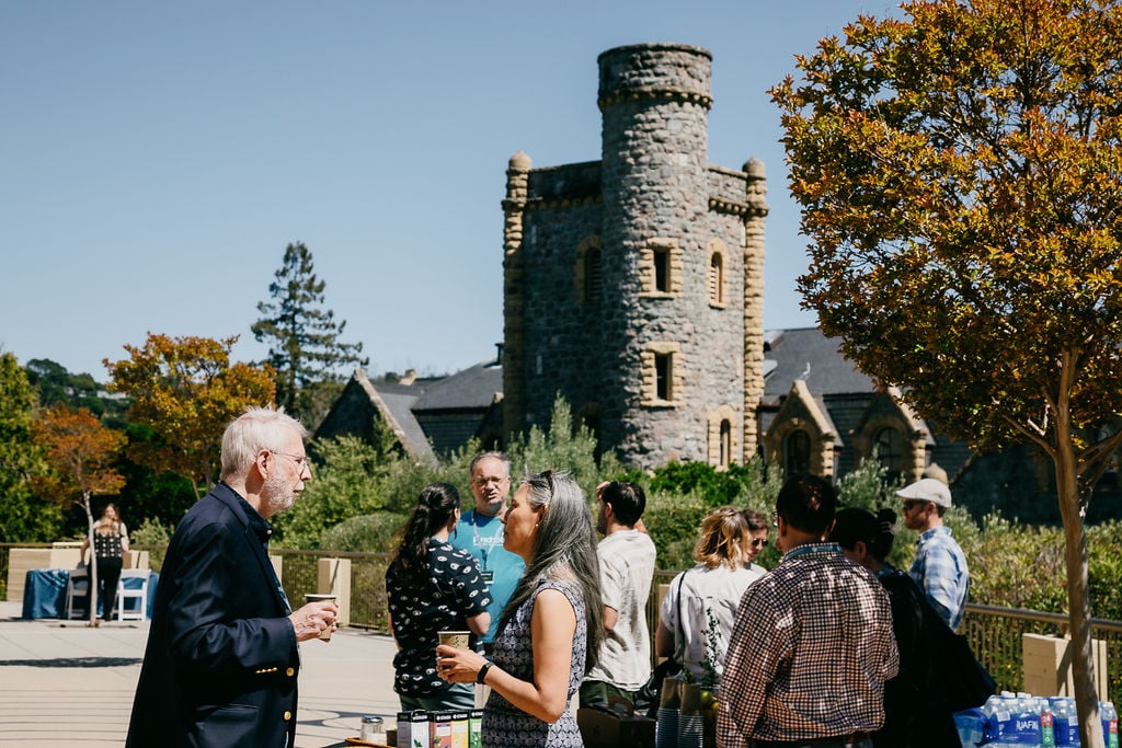 a group of people standing outside