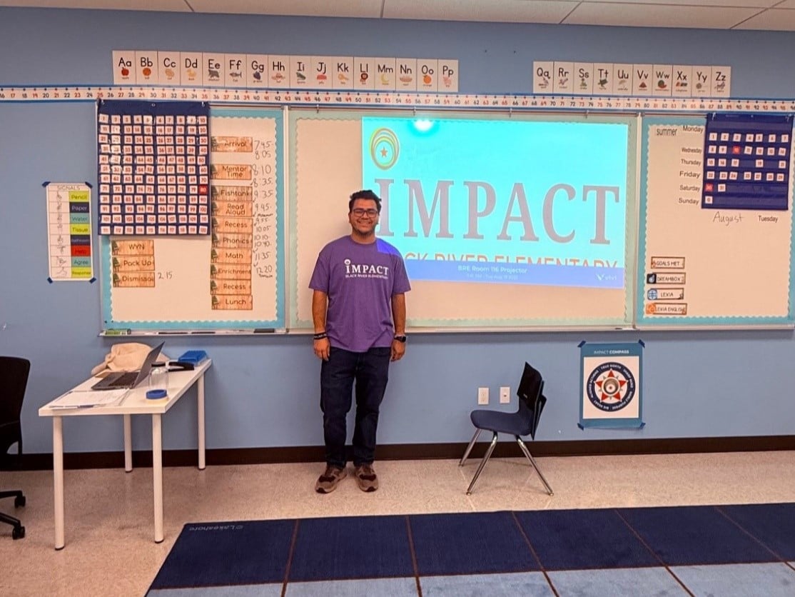 a person standing in front of a whiteboard