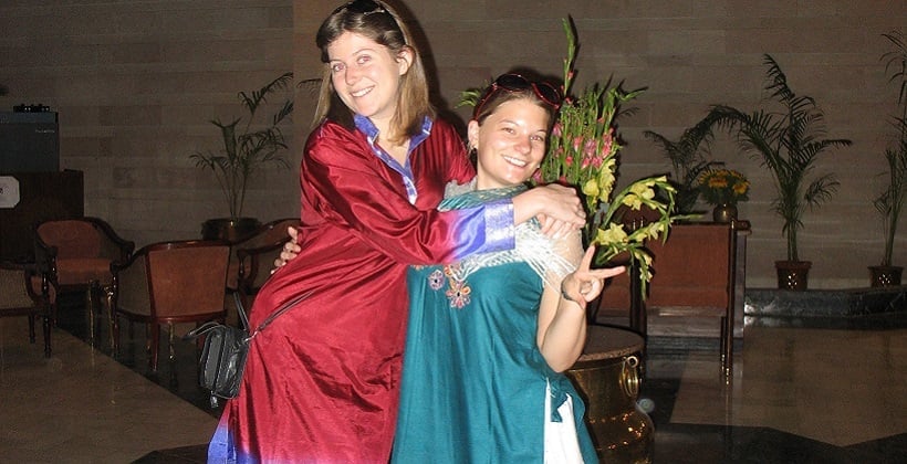 a couple of women posing for a picture