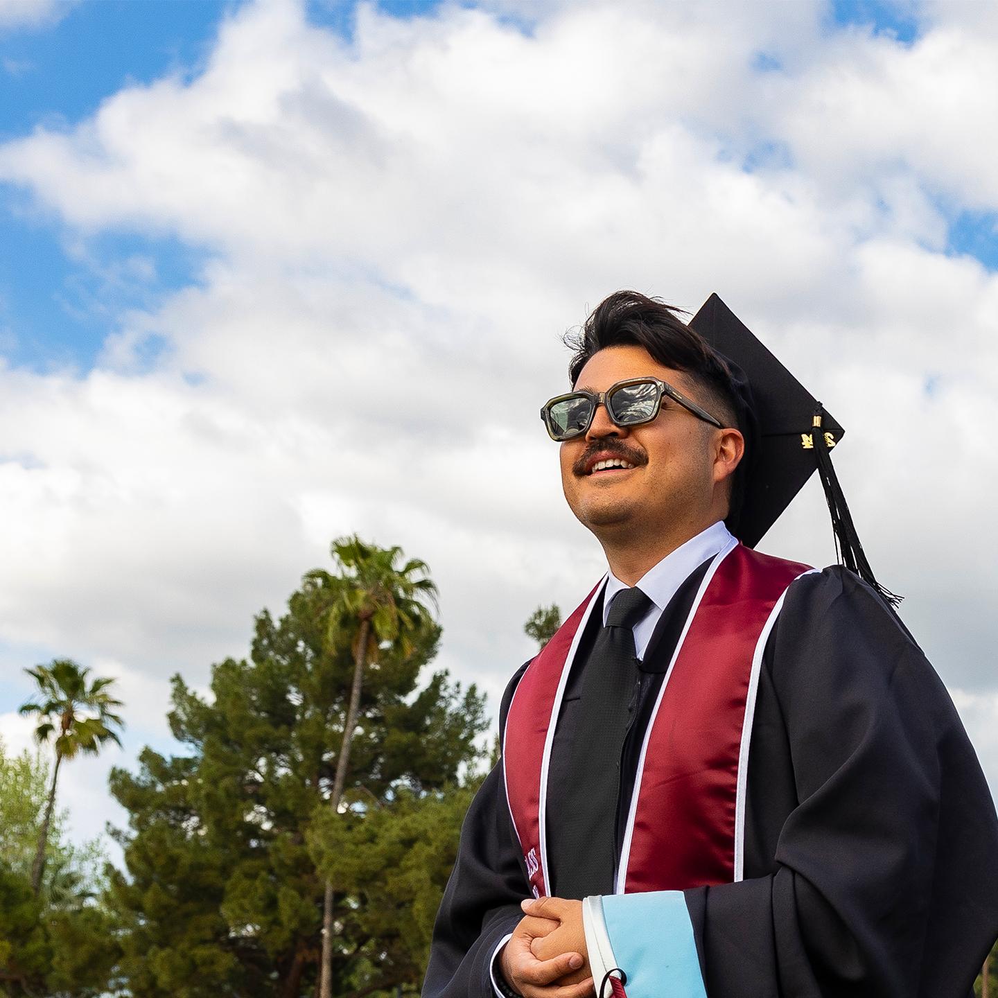 Mutiple media - Graduate student looking ahead