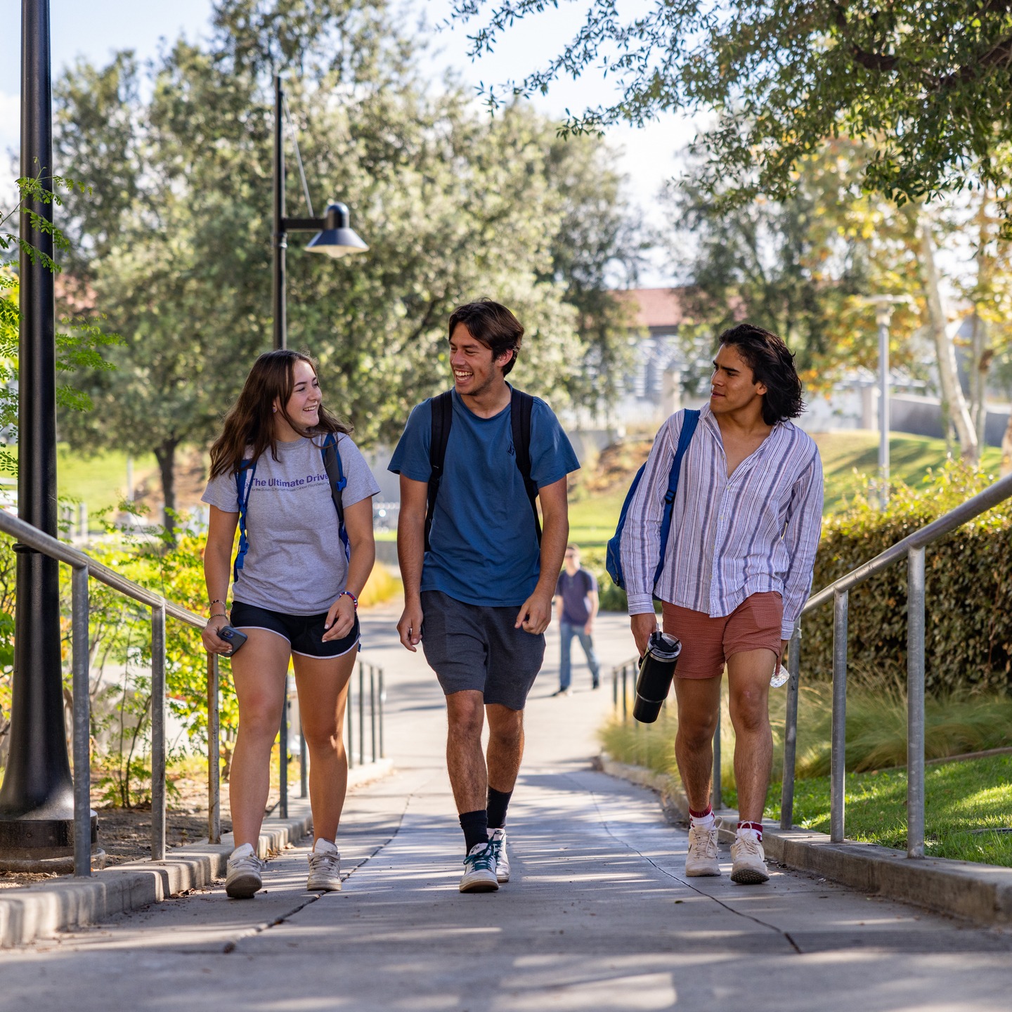 Students walking on University of Redlands main campus.