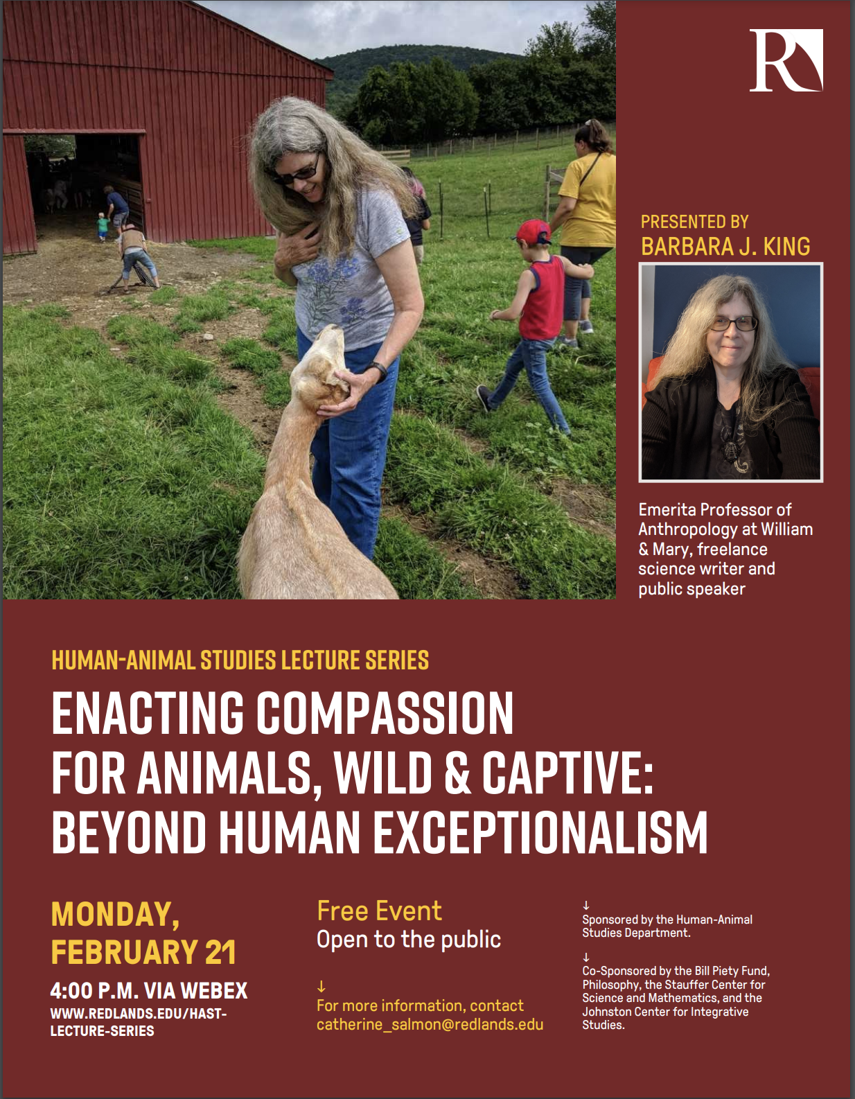 Barbara King - enacting compassion for animals poster