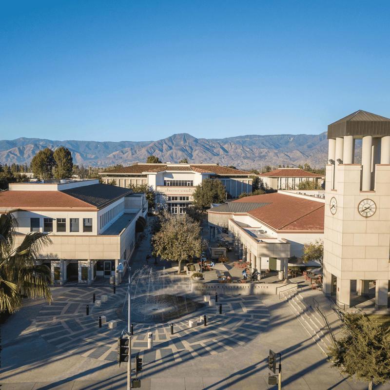 Tab card - Redlands campus - Hunsaker Plaza