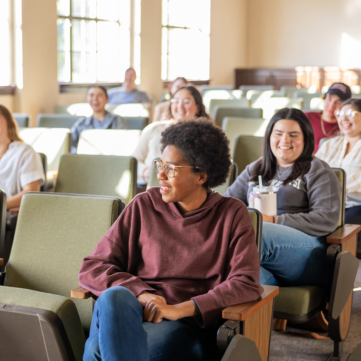 students in Hall of Letters classroom University of Redlands