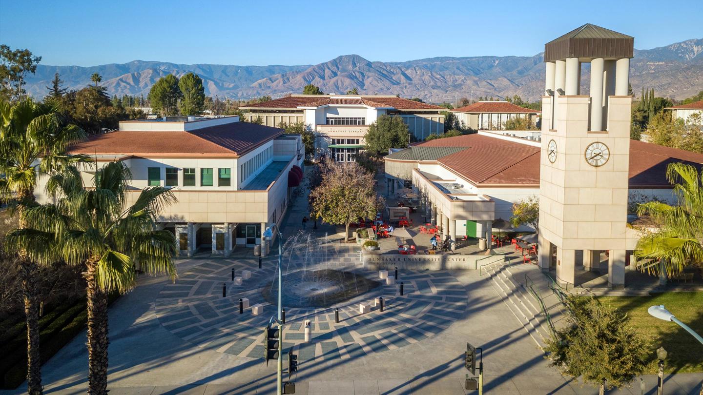 Media masthead - Hunsaker center plaza drone image